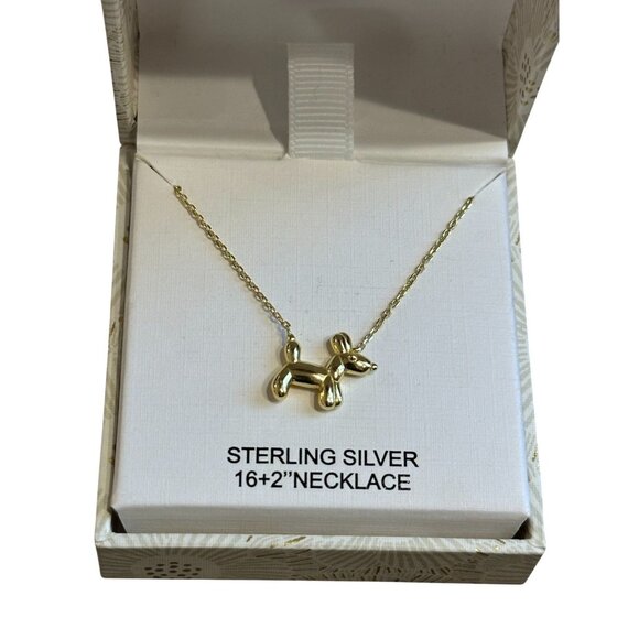 NEW Rachel Zoe Balloon Dog Gold over Sterling Silver 18" Necklace - Picture 3 of 5